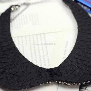 Vintage Black Beaded Peter Pan Collar Necklace..